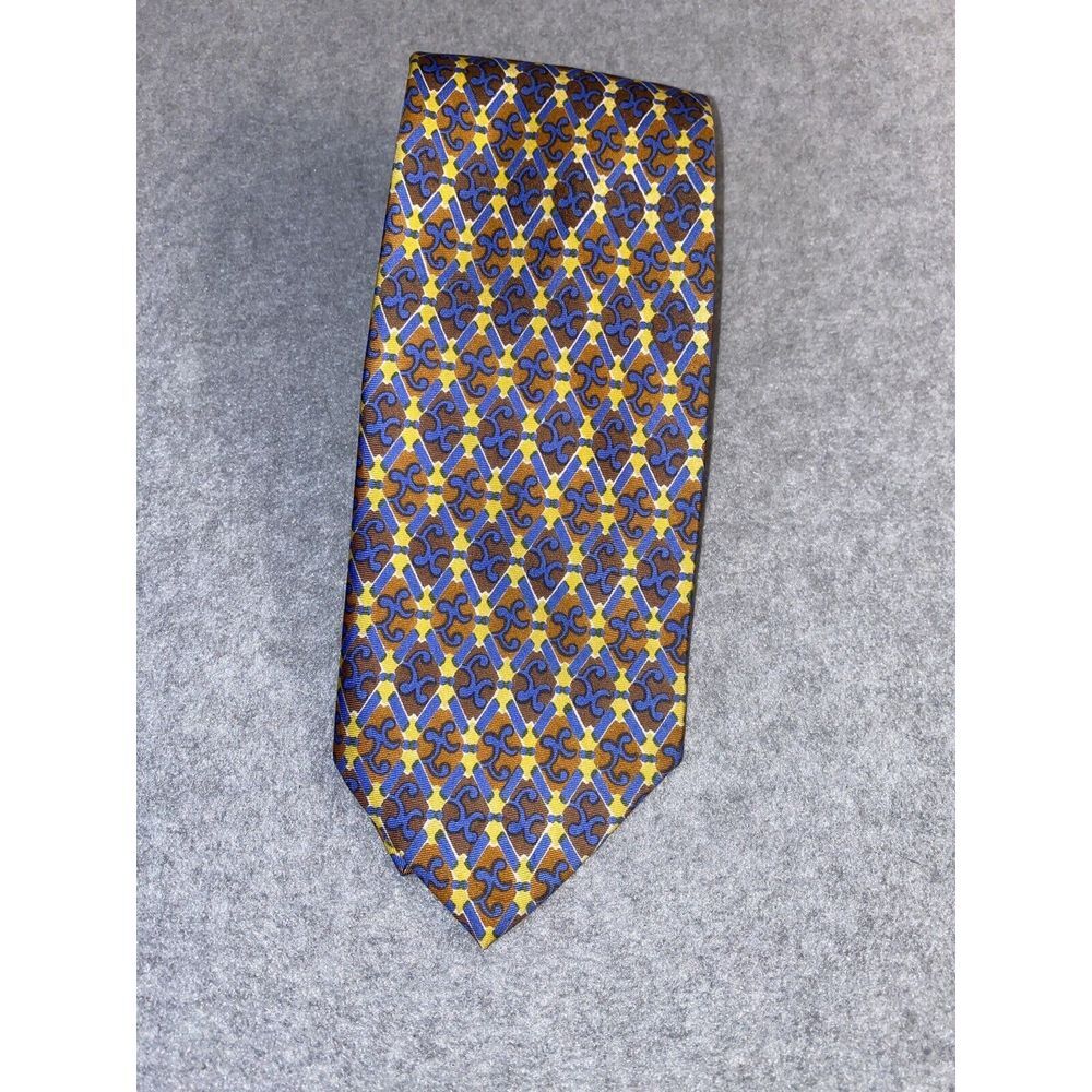 Yves Saint Laurent Tie 100% Silk Necktie Geometric Textured‎ Woven Purple 55x4"